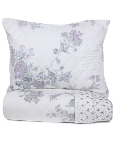 Melange Home Cotton Percale Jardin De Rose Quilt Set