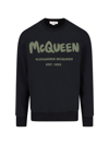 Alexander Mcqueen Logo Printed Crewneck Sweatshirt In Black