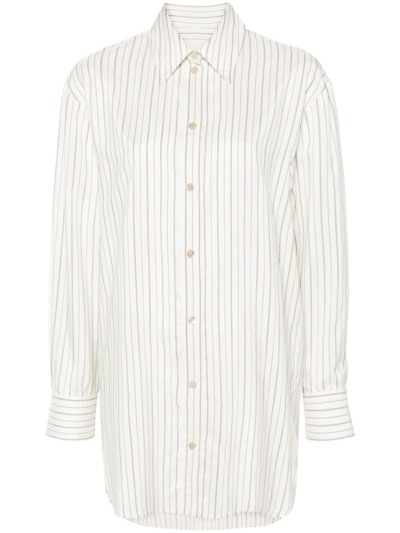 Isabel Marant Striped Silk Blend Shirt In Neutrals