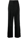Isabel Marant High Waist Wide Leg Trousers With Button Detail In ブラック