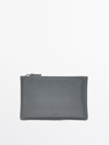 MASSIMO DUTTI NAPPA LEATHER CLUTCH WITH KNOT DETAIL