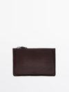 MASSIMO DUTTI NAPPA LEATHER CLUTCH WITH KNOT DETAIL