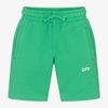 Off-white Logo-print Cotton Track Shorts In Green