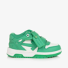 OFF-WHITE BOYS GREEN & WHITE LEATHER TRAINERS