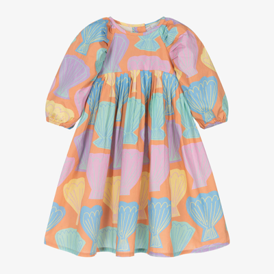 Stella Mccartney Babies'  Kids Girls Orange Shell Print Cotton Dress