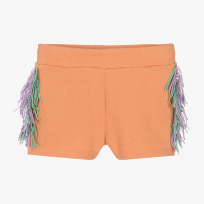 Stella Mccartney Kids Teen Girls Orange Cotton Fringed Shorts