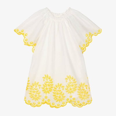 Zimmermann Babies' Girls Ivory & Yellow Embroidered Cotton Dress