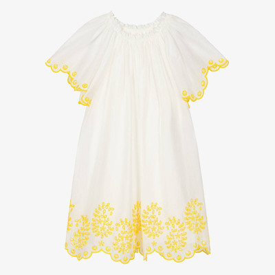Zimmermann Teen Girls Ivory Embroidered Cotton Dress