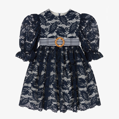 Irpa Kids' Girls Navy Blue Lace Dress