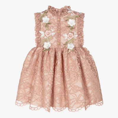 Irpa Babies' Girls Pink Floral Lace Dress