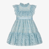 IRPA GIRLS BLUE EMBROIDERED TULLE DRESS