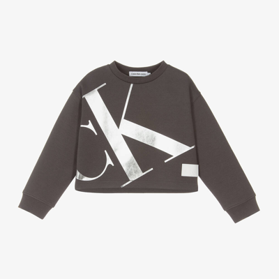 Calvin Klein Babies' Girls Grey Metallic Monogram Sweatshirt