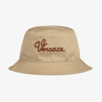 Versace Teen Beige Cotton Bucket Hat