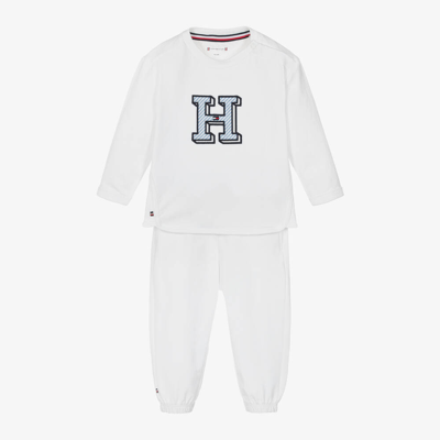 Tommy Hilfiger White Cotton Baby Trouser Set