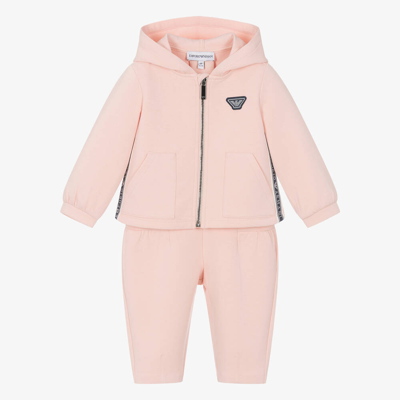 Emporio Armani Babies' Girls Pale Pink Cotton Tracksuit