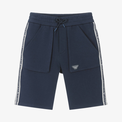 Emporio Armani Babies' Boys Blue Cotton Jersey Bermuda Shorts
