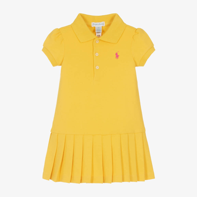 Ralph Lauren Baby Girls Yellow Pleated Polo Dress