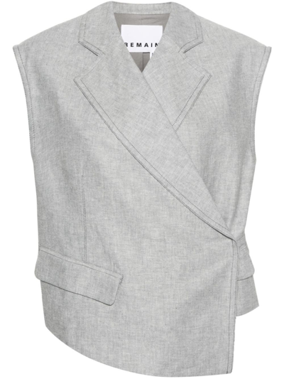 Remain Asymmetric Mélange Wrap Waistcoat In Gray