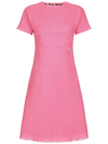 Dolce & Gabbana Women Rachel Tweed Dress With Dg Logo In Pink