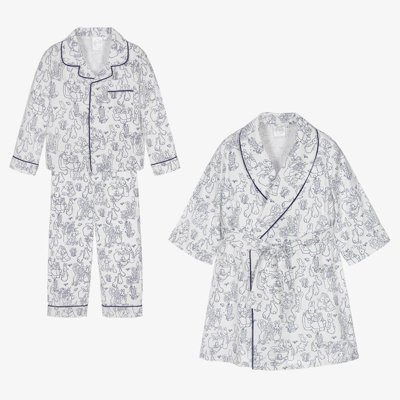 Peter Rabbit By Childrensalon White & Blue Dressing Gown & Pyjamas Set