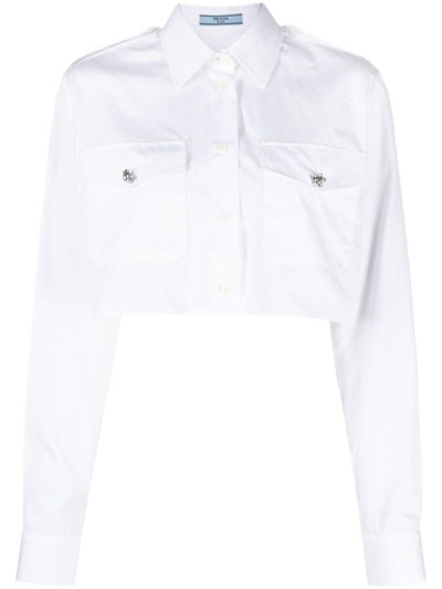 Prada Camicia Con Decorazione In White