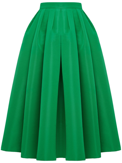 Alexander Mcqueen Gathered Midi Skirt In Green