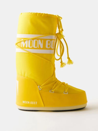 Moon Boot Icon Tall Lace-up Snow Boots In Yellow
