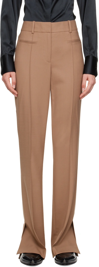 Helmut Lang Flared Tailored Trousers In Brown