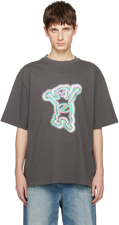 We11 Done Gray Colorful Teddy T-shirt In Charcoal