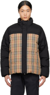 BURBERRY BEIGE & BLACK VINTAGE CHECK REVERSIBLE DOWN JACKET