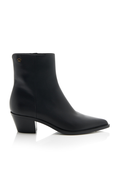 Gianvito Rossi Alistar Leather Ankle Boots In Black