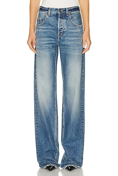 Saint Laurent Wide Leg In Plain Lake Medium Blue