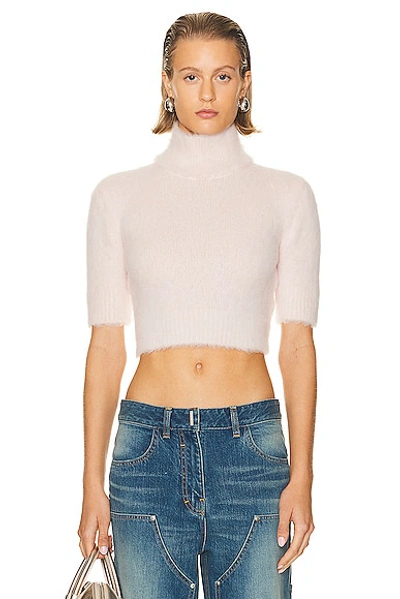 Givenchy 4g Tonal High Neck Cropped Jumper In Blush Pink