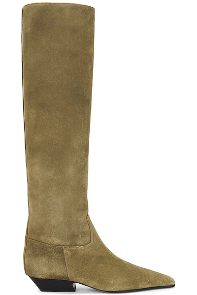 Khaite Marfa Suede Knee-high Boots In Khaki