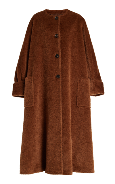 Max Mara Hudson Oversized Alpaca-wool Teddy Cloak Coat In Brown
