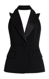 Max Mara Aletta Sleeveless Wool Evening Jacket In Black