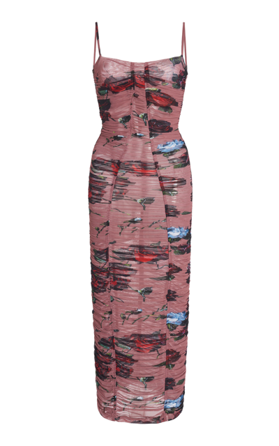 Dolce & Gabbana Ruched Jersey Midi Dress In Multi