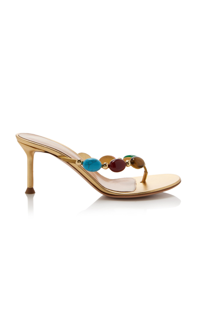 Gianvito Rossi Stone-embellished Leather Sandals In Gold