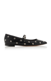 GIANVITO ROSSI STUDDED LEATHER FLATS