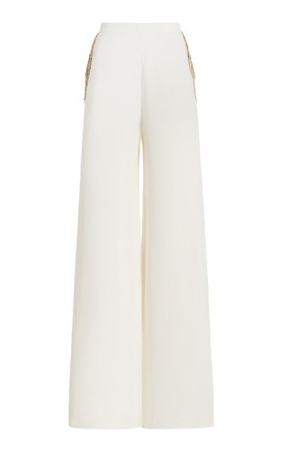 Cucculelli Shaheen Exclusive Filante Fringed Silk Trousers In Ivory