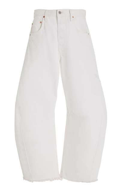 Citizens Of Humanity Horseshoe Frayed High-rise Wide-leg Jeans In White