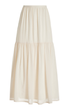 Max Mara Flowing Tiered Maxi Skirt With Elastic Waistband In Ivory