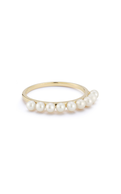Mateo 14k Yellow Gold Diamond; Pearl Ring In White