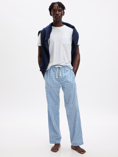 Gap Adult Pajama Pants In Light Blue Plaid