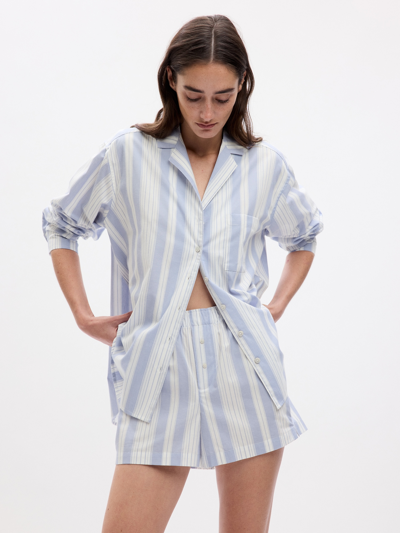 Gap Poplin Pj Shirt In Distant Blue Stripe