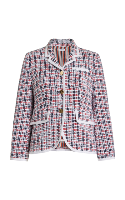Thom Browne Tailored Cotton Tweed Jacket In Plaid