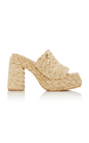 STELLA MCCARTNEY SKYLA WOVEN RAFFIA PLATFORM MULES