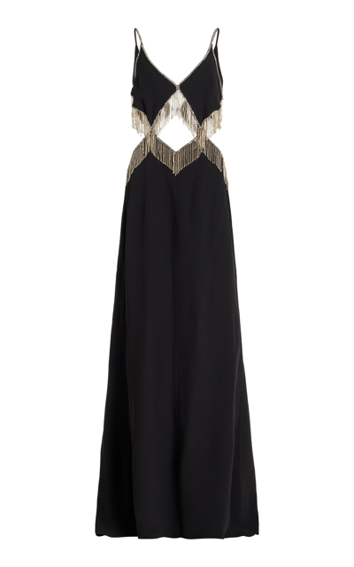 Cucculelli Shaheen Exclusive Fringed Silk Gown In Black