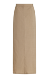 Max Mara Circeo Wool Maxi Skirt In Khaki
