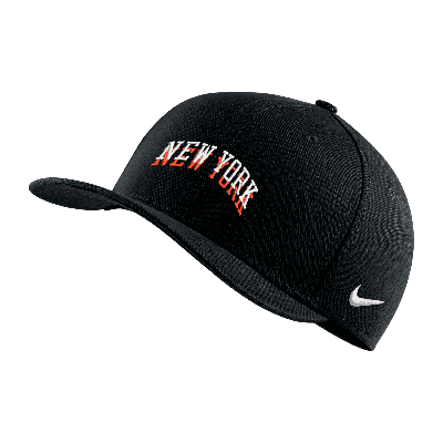 Nike New York Knicks City Edition  Unisex Nba Swoosh Flex Cap In Black